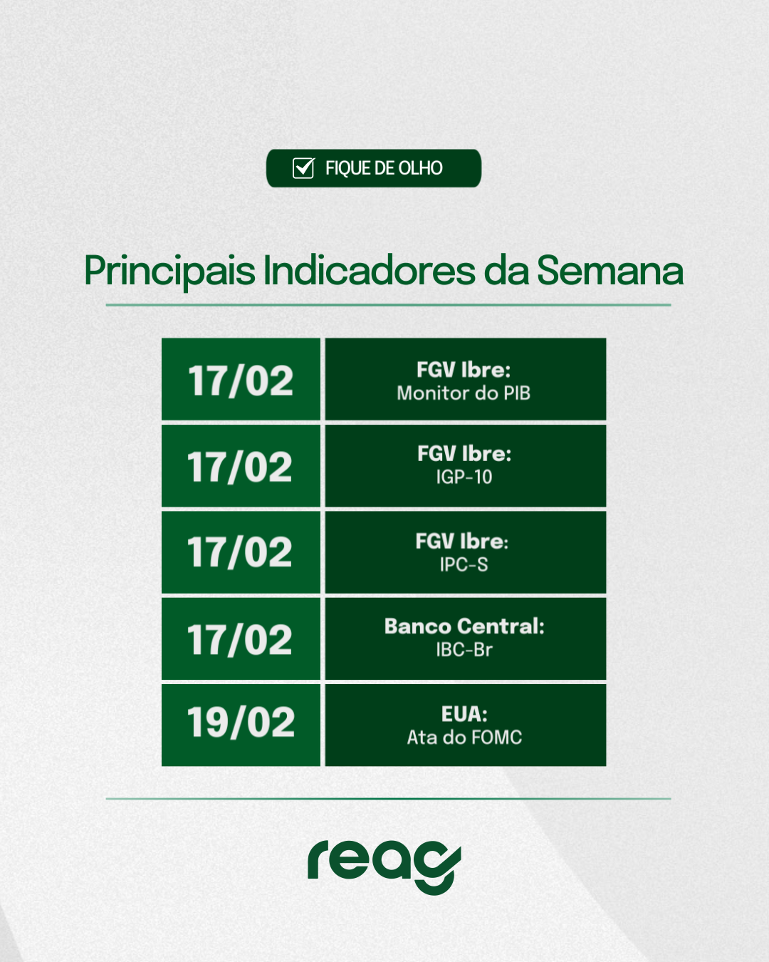 Agenda Econômica Semanal – 17 a 21 de fevereiro de 2025